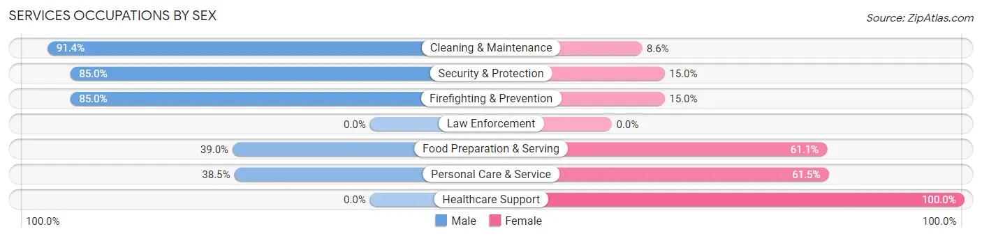 Services Occupations by Sex in Zip Code 14770