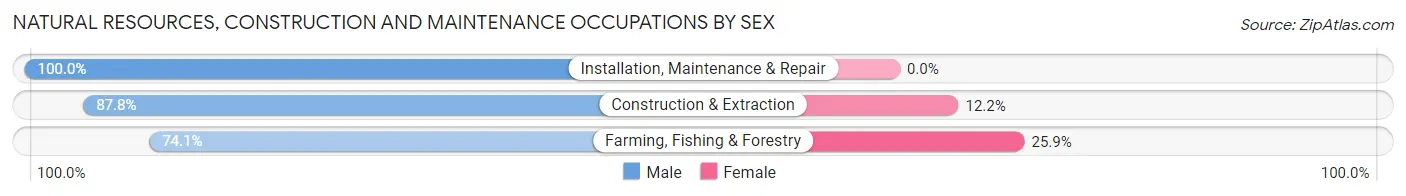 Natural Resources, Construction and Maintenance Occupations by Sex in Zip Code 14775