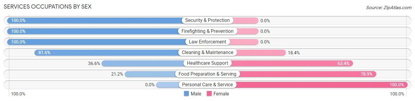 Services Occupations by Sex in Zip Code 14775