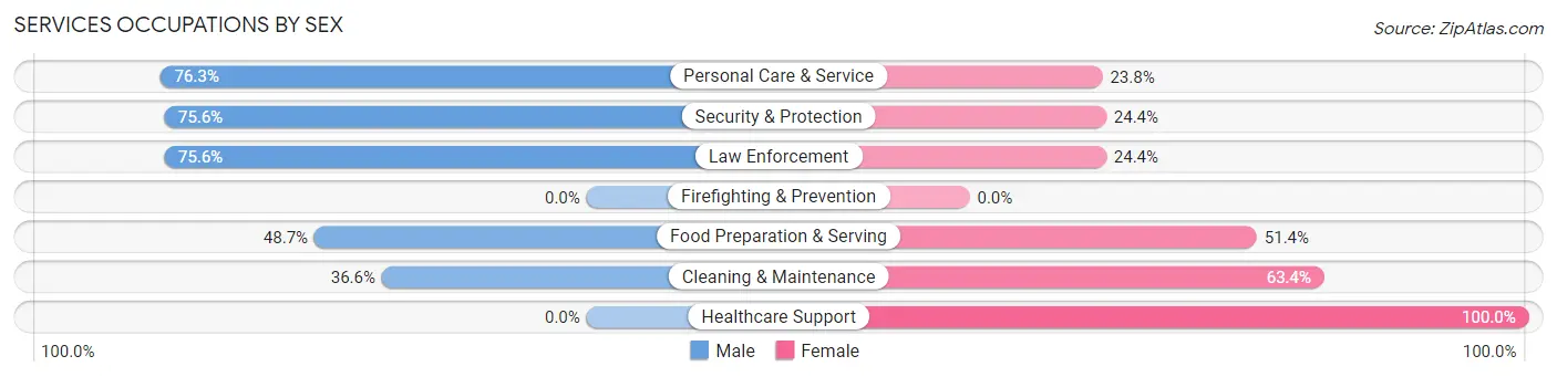 Services Occupations by Sex in Zip Code 14787