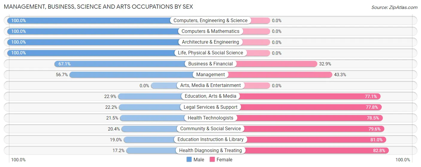 Management, Business, Science and Arts Occupations by Sex in Zip Code 14807