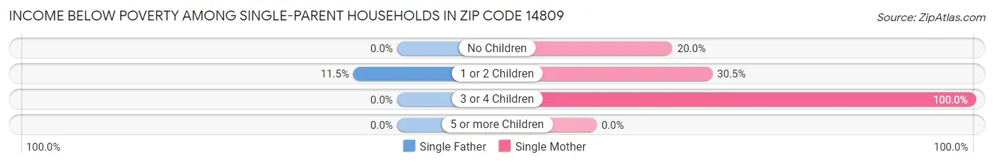 Income Below Poverty Among Single-Parent Households in Zip Code 14809