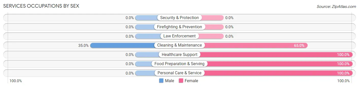 Services Occupations by Sex in Zip Code 14846