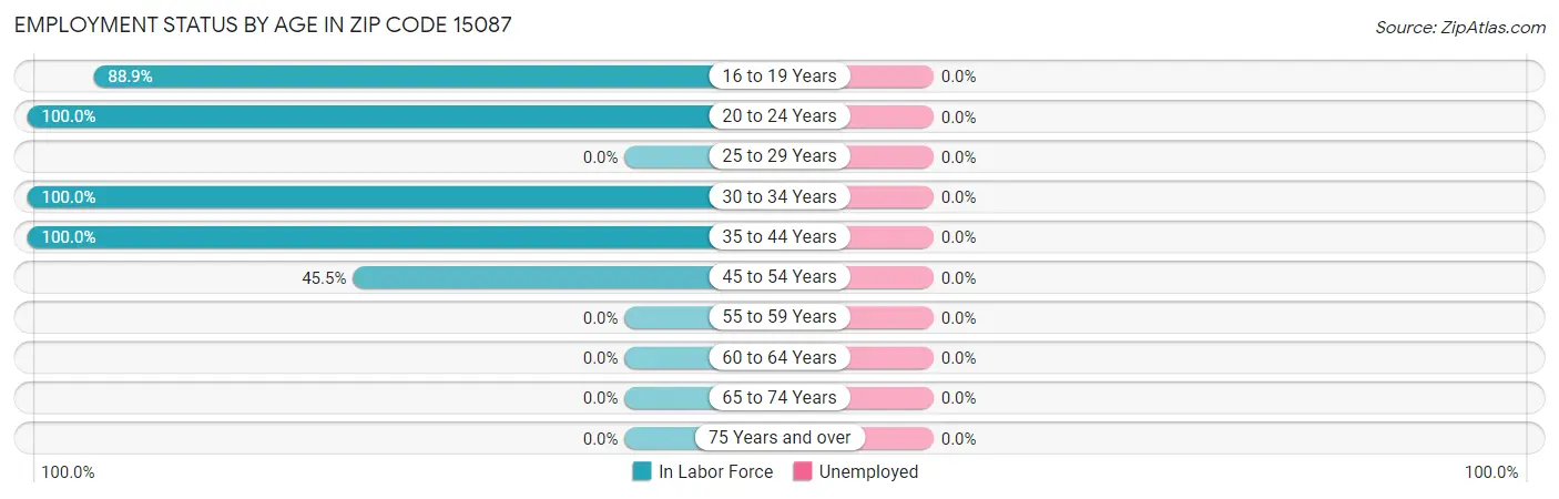 Employment Status by Age in Zip Code 15087