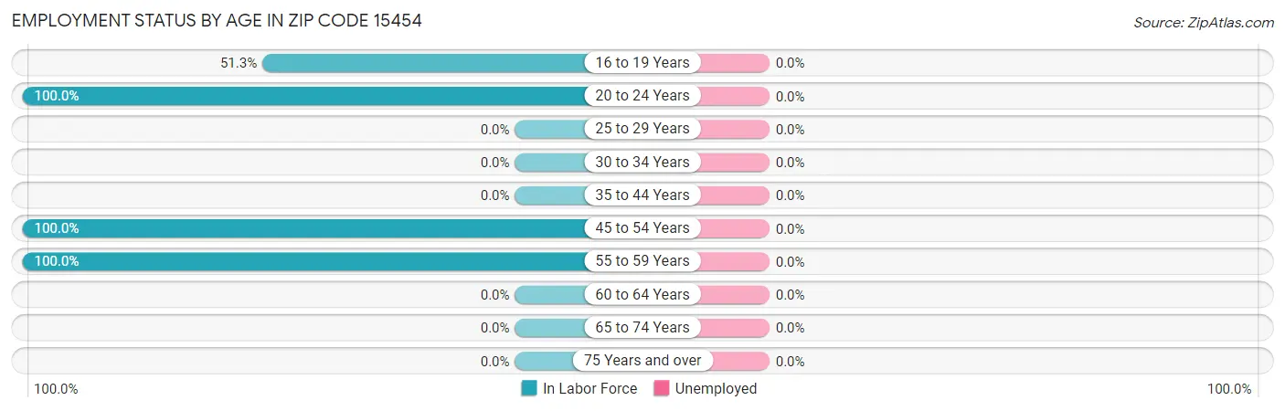 Employment Status by Age in Zip Code 15454