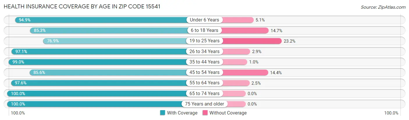 Health Insurance Coverage by Age in Zip Code 15541