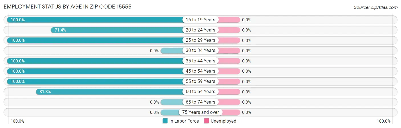 Employment Status by Age in Zip Code 15555