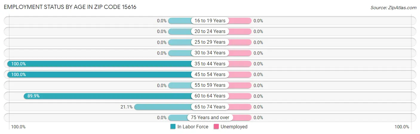 Employment Status by Age in Zip Code 15616
