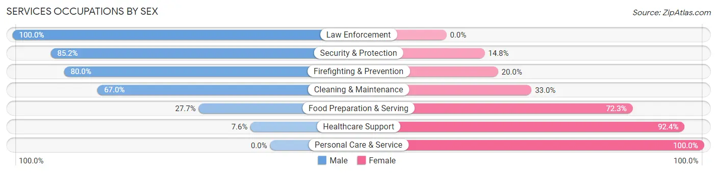 Services Occupations by Sex in Zip Code 15668