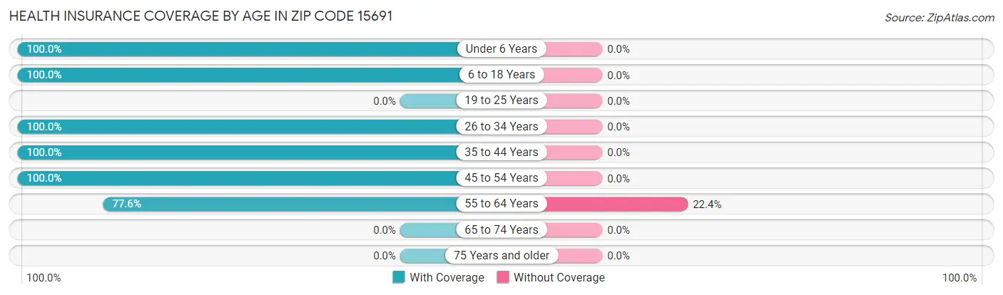Health Insurance Coverage by Age in Zip Code 15691