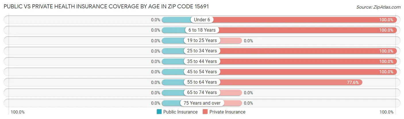 Public vs Private Health Insurance Coverage by Age in Zip Code 15691
