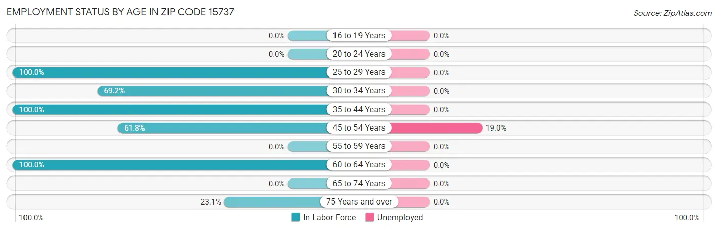 Employment Status by Age in Zip Code 15737