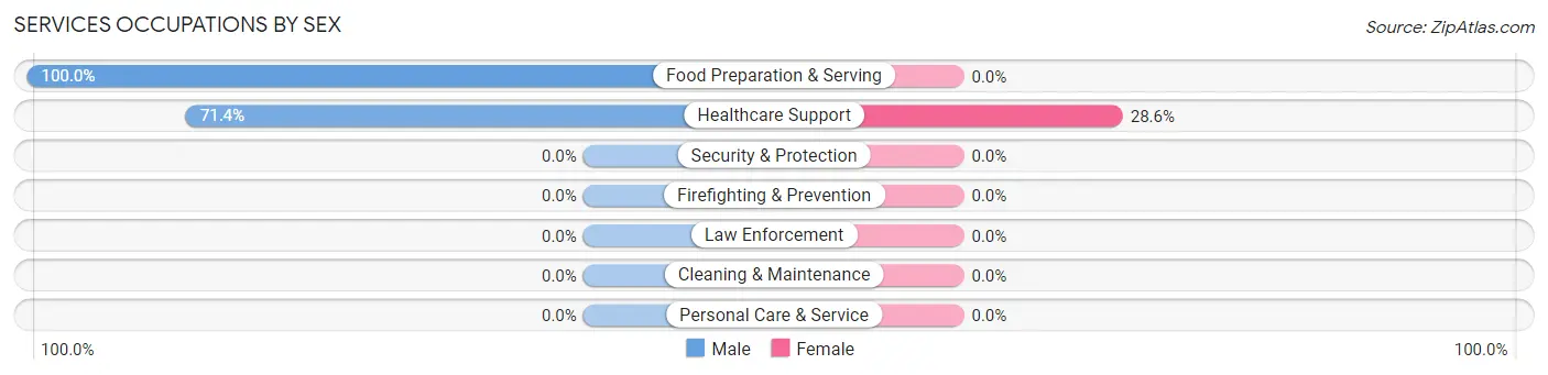 Services Occupations by Sex in Zip Code 15738