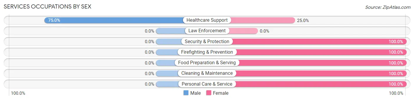 Services Occupations by Sex in Zip Code 15773