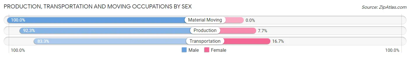 Production, Transportation and Moving Occupations by Sex in Zip Code 15865