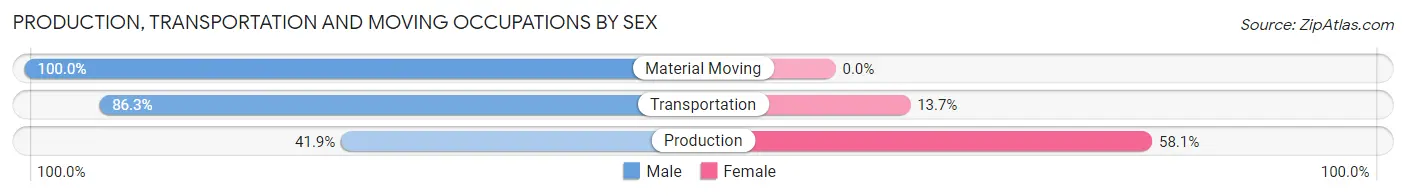 Production, Transportation and Moving Occupations by Sex in Zip Code 15956