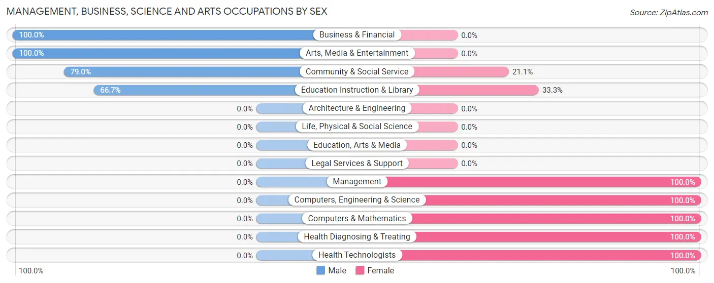 Management, Business, Science and Arts Occupations by Sex in Zip Code 16132
