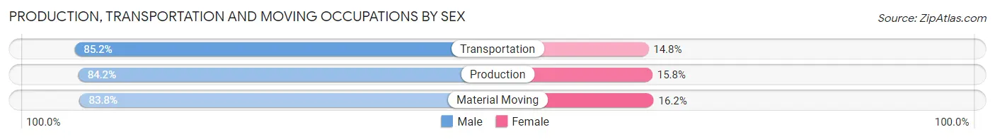 Production, Transportation and Moving Occupations by Sex in Zip Code 16146