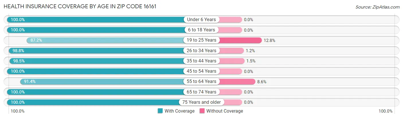 Health Insurance Coverage by Age in Zip Code 16161