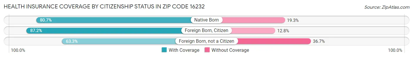 Health Insurance Coverage by Citizenship Status in Zip Code 16232