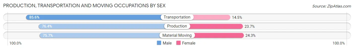 Production, Transportation and Moving Occupations by Sex in Zip Code 16673
