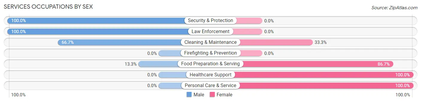 Services Occupations by Sex in Zip Code 16674
