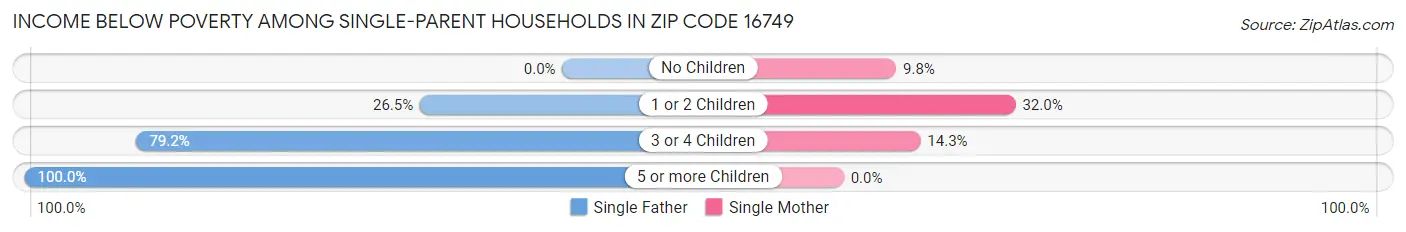 Income Below Poverty Among Single-Parent Households in Zip Code 16749