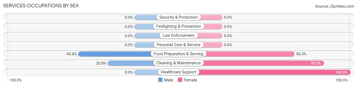 Services Occupations by Sex in Zip Code 16820