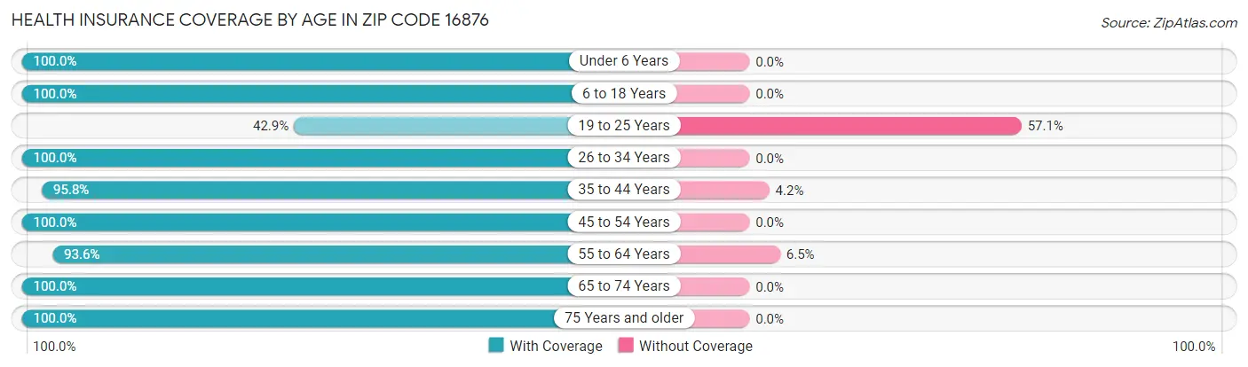 Health Insurance Coverage by Age in Zip Code 16876