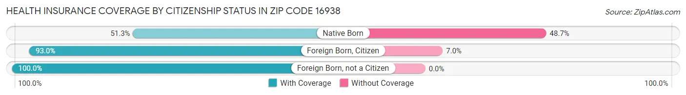 Health Insurance Coverage by Citizenship Status in Zip Code 16938