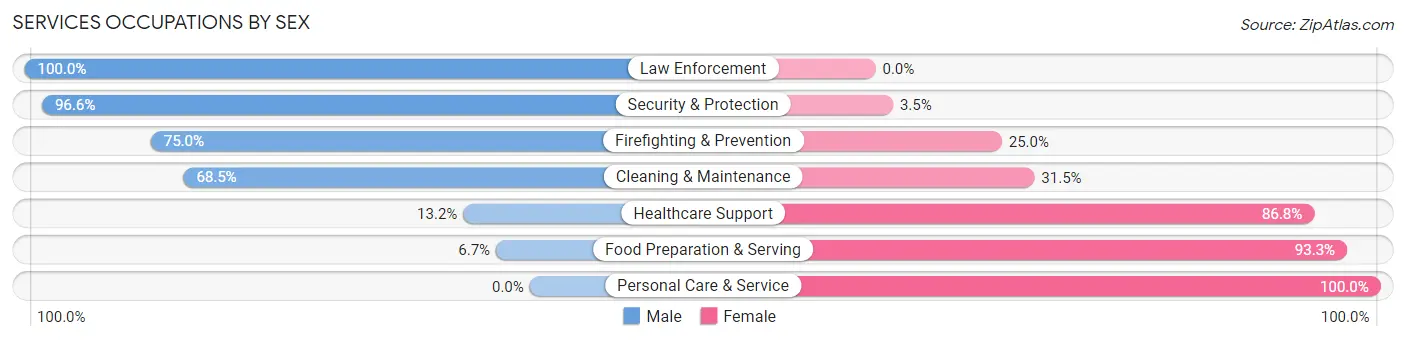 Services Occupations by Sex in Zip Code 16947
