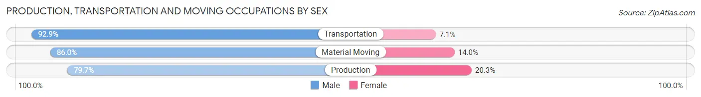 Production, Transportation and Moving Occupations by Sex in Zip Code 16948