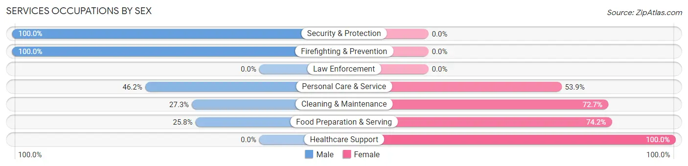 Services Occupations by Sex in Zip Code 16948