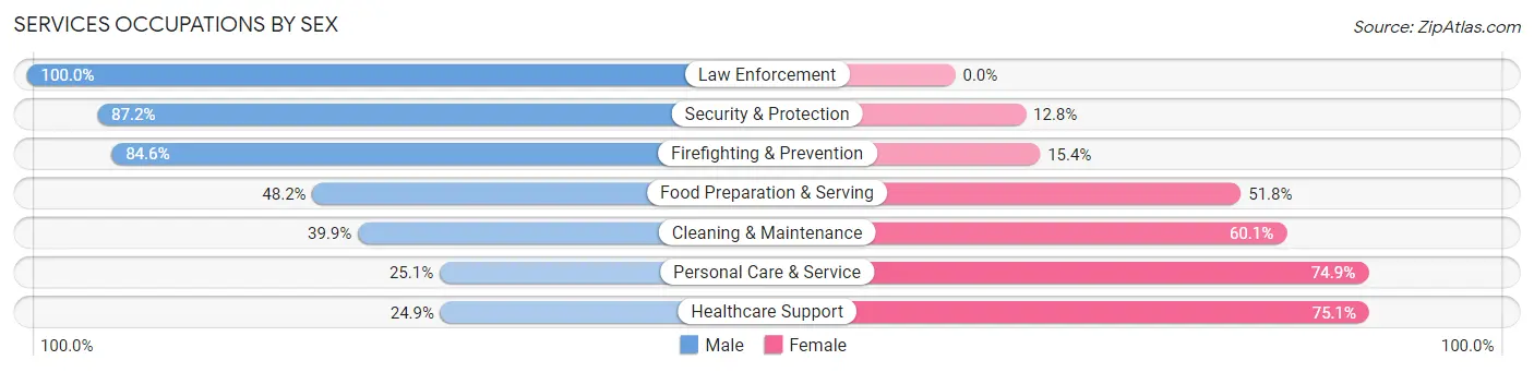 Services Occupations by Sex in Zip Code 17011