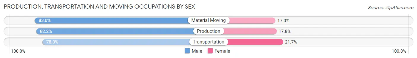 Production, Transportation and Moving Occupations by Sex in Zip Code 17045