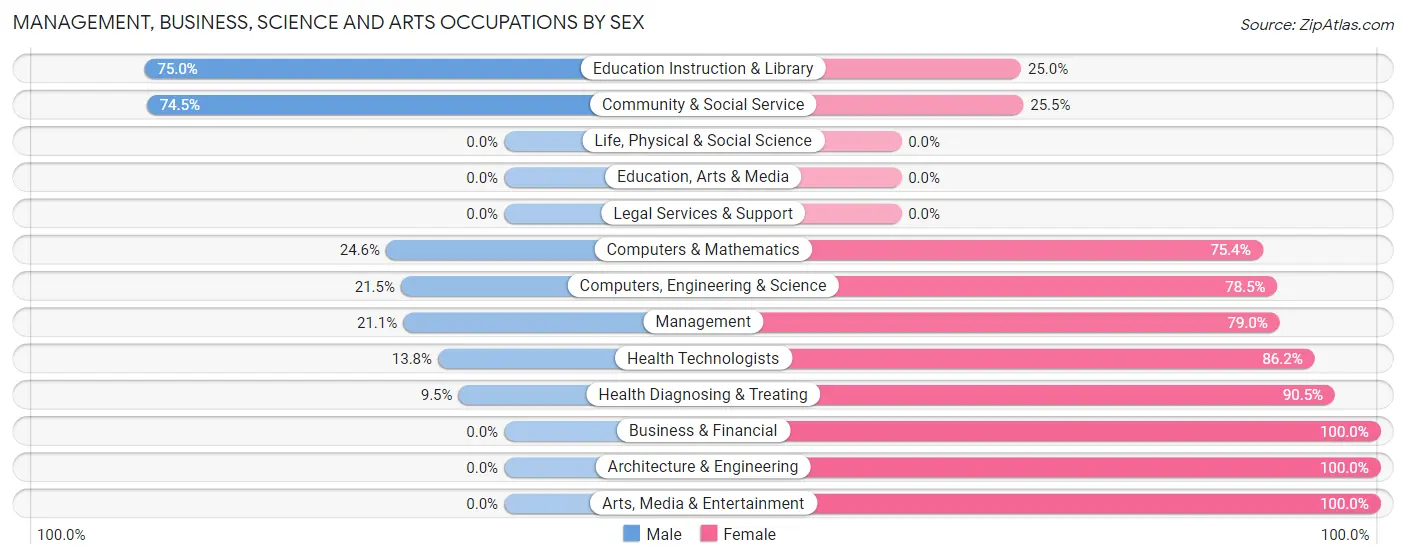 Management, Business, Science and Arts Occupations by Sex in Zip Code 17224