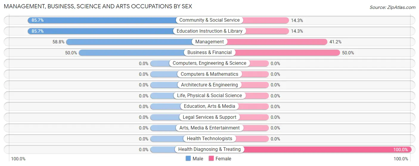 Management, Business, Science and Arts Occupations by Sex in Zip Code 17249