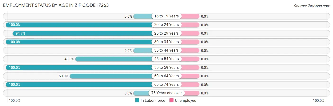 Employment Status by Age in Zip Code 17263