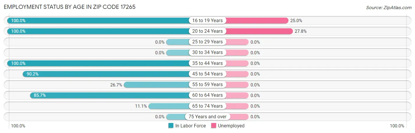 Employment Status by Age in Zip Code 17265
