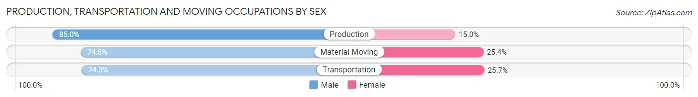 Production, Transportation and Moving Occupations by Sex in Zip Code 17325