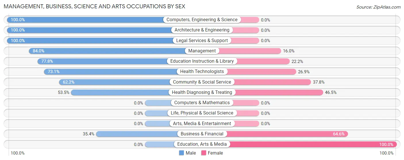 Management, Business, Science and Arts Occupations by Sex in Zip Code 17502
