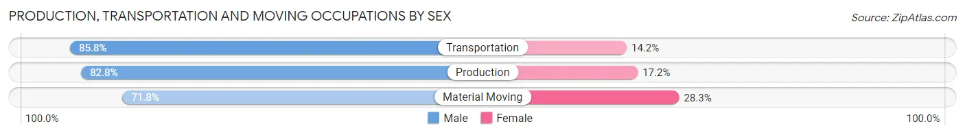 Production, Transportation and Moving Occupations by Sex in Zip Code 17545