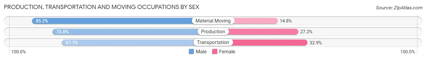 Production, Transportation and Moving Occupations by Sex in Zip Code 17551