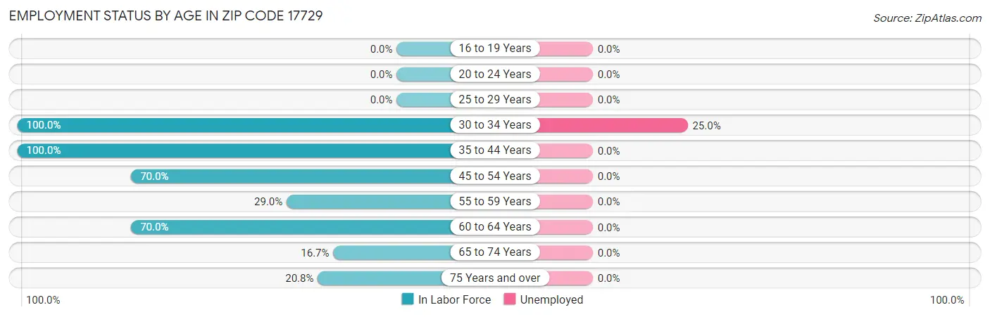 Employment Status by Age in Zip Code 17729