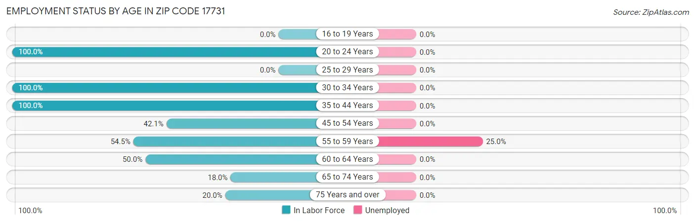Employment Status by Age in Zip Code 17731