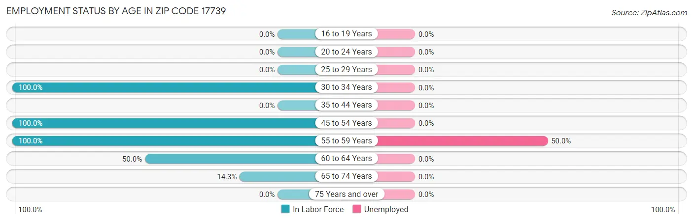 Employment Status by Age in Zip Code 17739