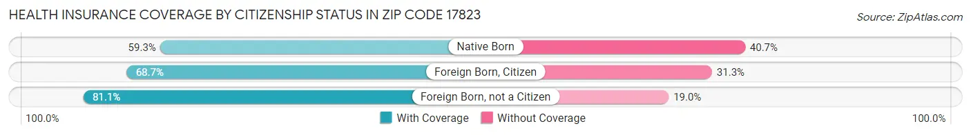 Health Insurance Coverage by Citizenship Status in Zip Code 17823