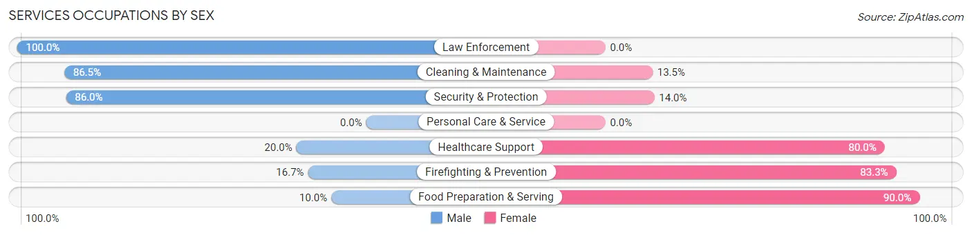 Services Occupations by Sex in Zip Code 17824