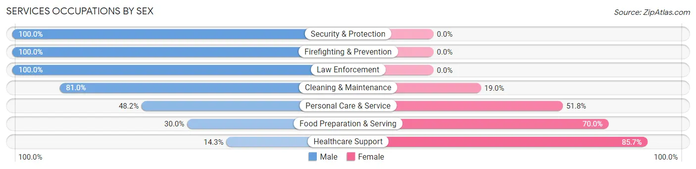 Services Occupations by Sex in Zip Code 18071