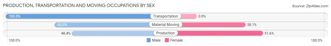 Production, Transportation and Moving Occupations by Sex in Zip Code 18109